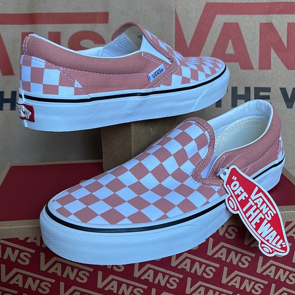 Vans Classic Slip On Rose Dawn Checkerboard/True White Mens - Picture 9 of 16